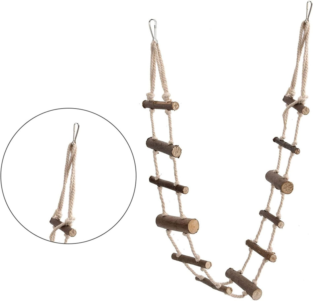 Hamster Wooden Rope Ladder, 39.4in Adjustable Bird Ladders Bridge