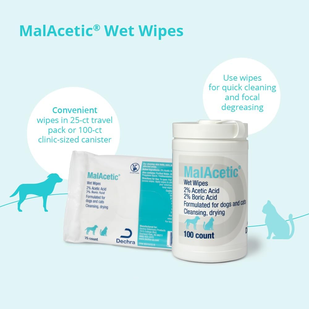 MalAcetic Wet Wipes for Dogs and Cats 25 Count
