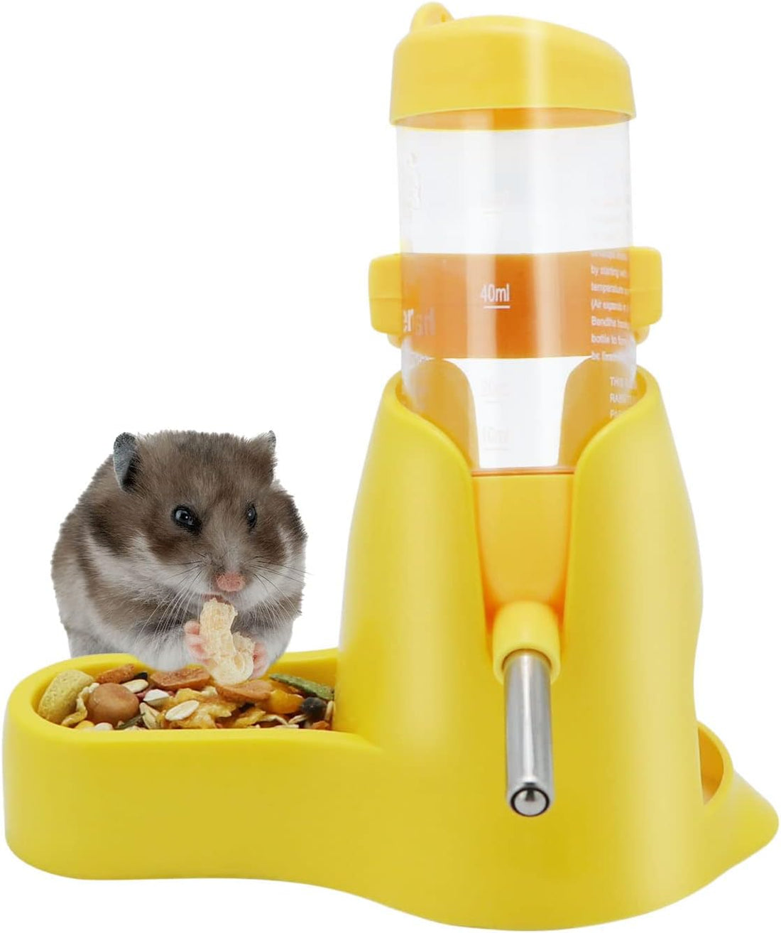 Wontee 3 in 1 Hamster Water Bottle with Food Bowl Hideout Base