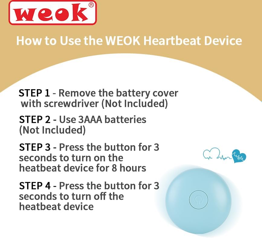 WEOK Heartbeat Puppy Toy, Comfort Cuddler Pillow