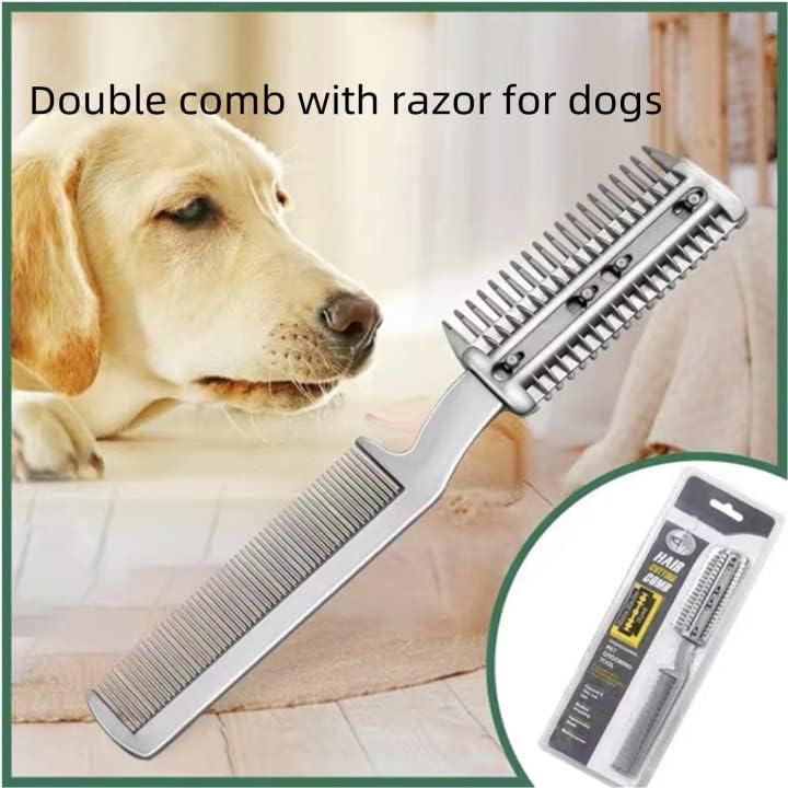 2Pcs Razor Comb for Dogs Cats with Extra Blades Double Sides Pet