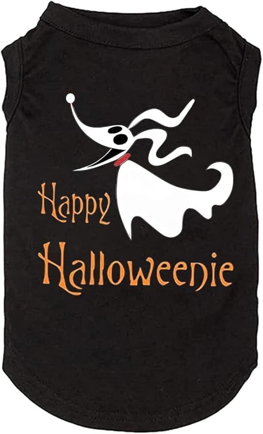 Funy Pumpkin T-Shirt Cute Ghost Dog Bone Print Shirt & Vest