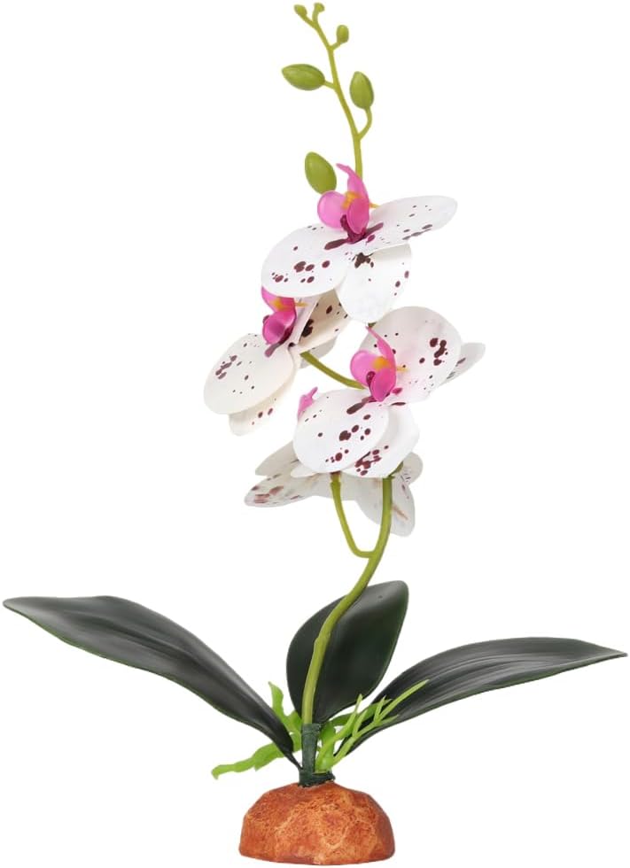 Yellow Fake Orchids, Reptile Terrarium Decor Tarantula Gecko Tank