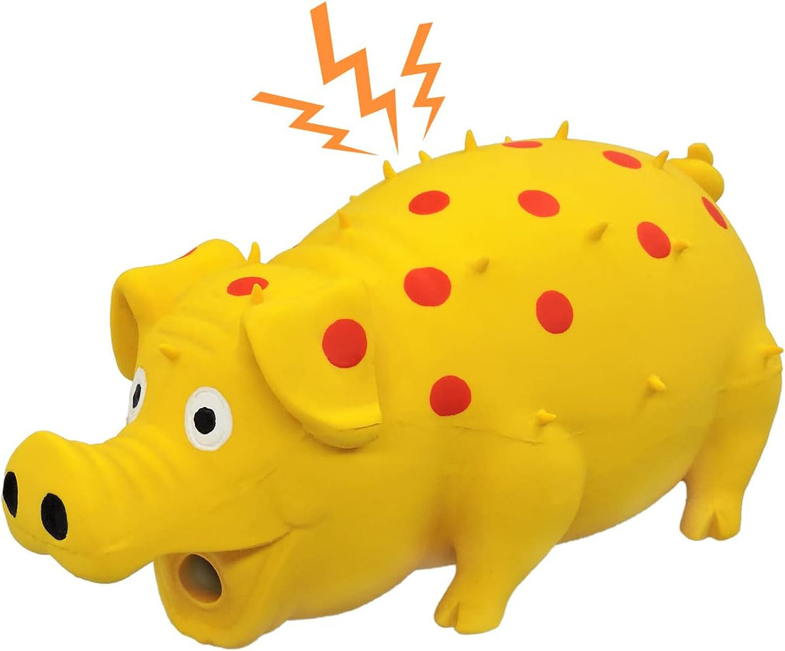 Andiker Dog Squeaky Toy, Dots Latex Dog Chew Toys with a Oinks Sound