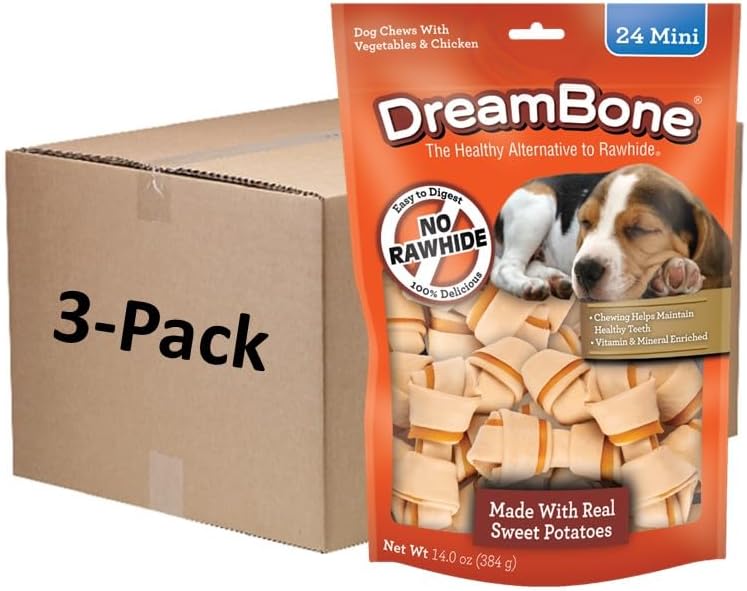 DreamBone Mini Bone Sweet Potato Rawhide-Free Dog Treats, 72 Count