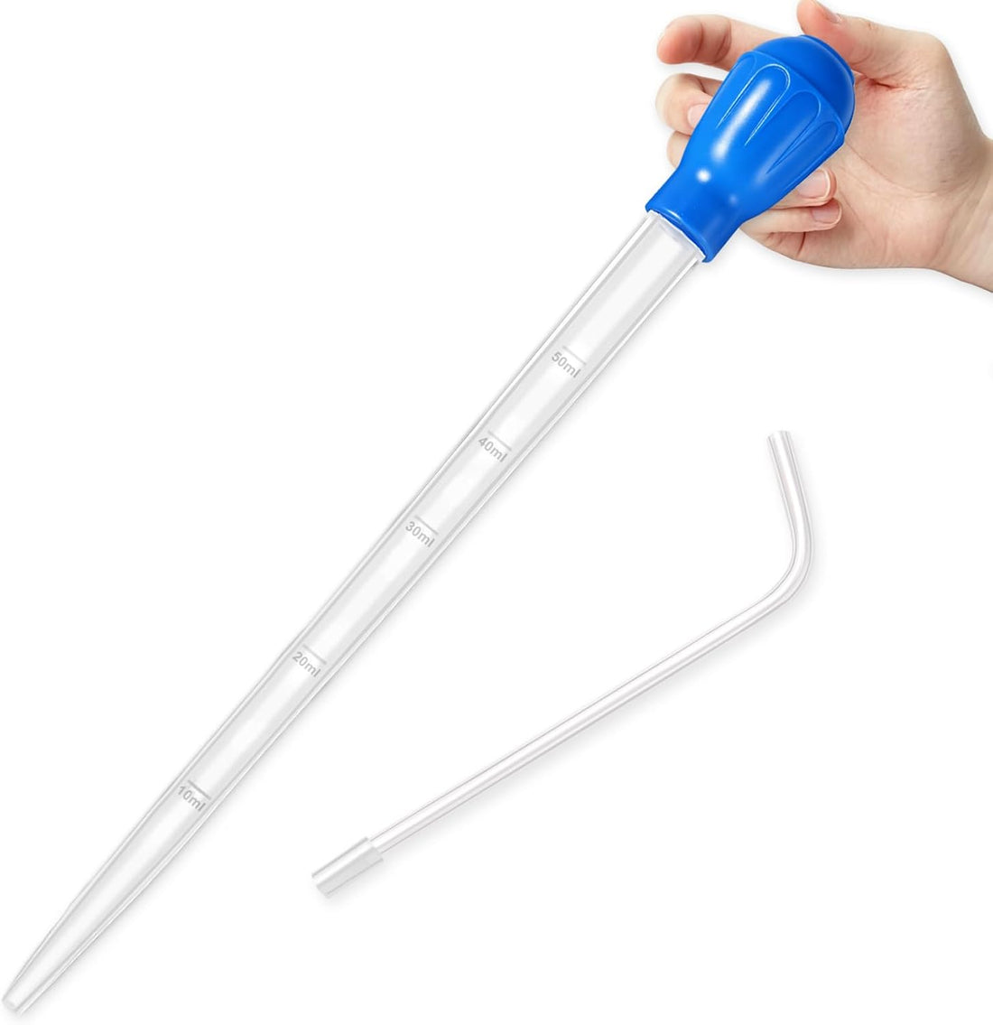 27.7IN Extra Long Turkey Baster for Aquarium Coral Fish Feeder, Blue