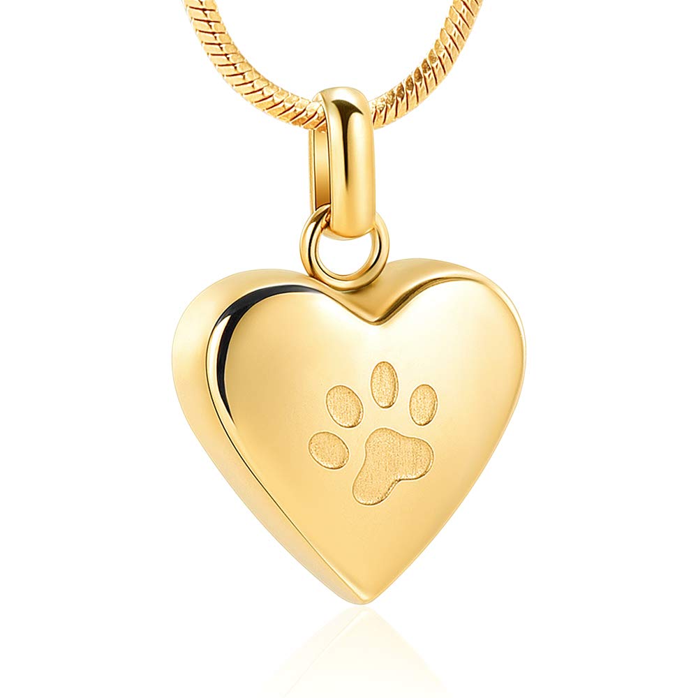 zeqingjw Pet Cremation Jewelry for Ashes Pendant Paw Print Pet Heart