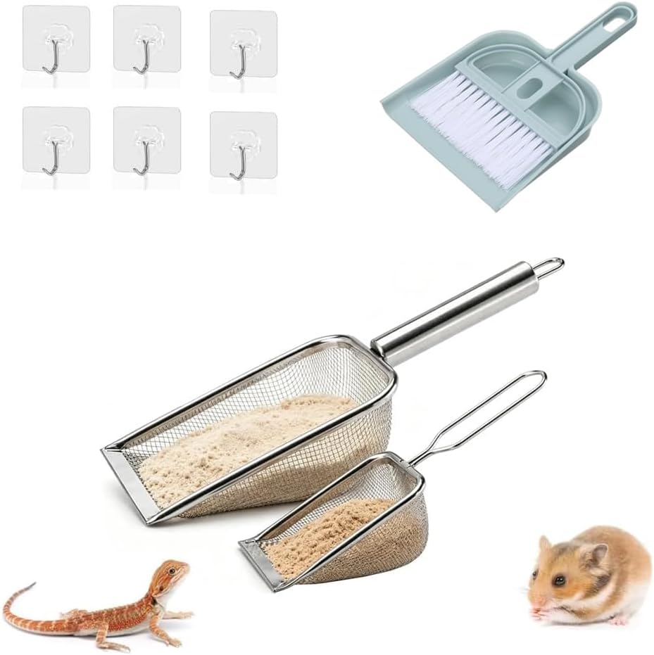 Stainless Steel Hamster Sand Bath Scoop Set With Hook and Cleaner