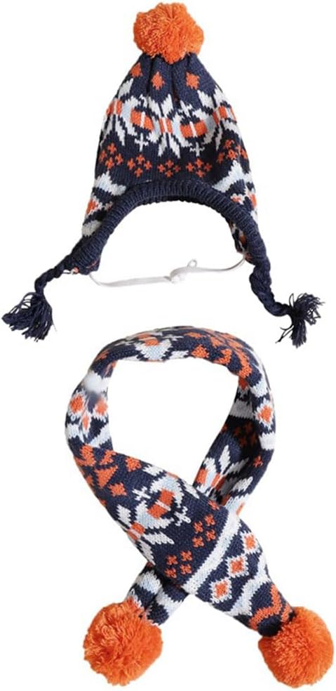 Dog Hat & Scarf Set, Knitted Pet Christmas Winter Warm Caps