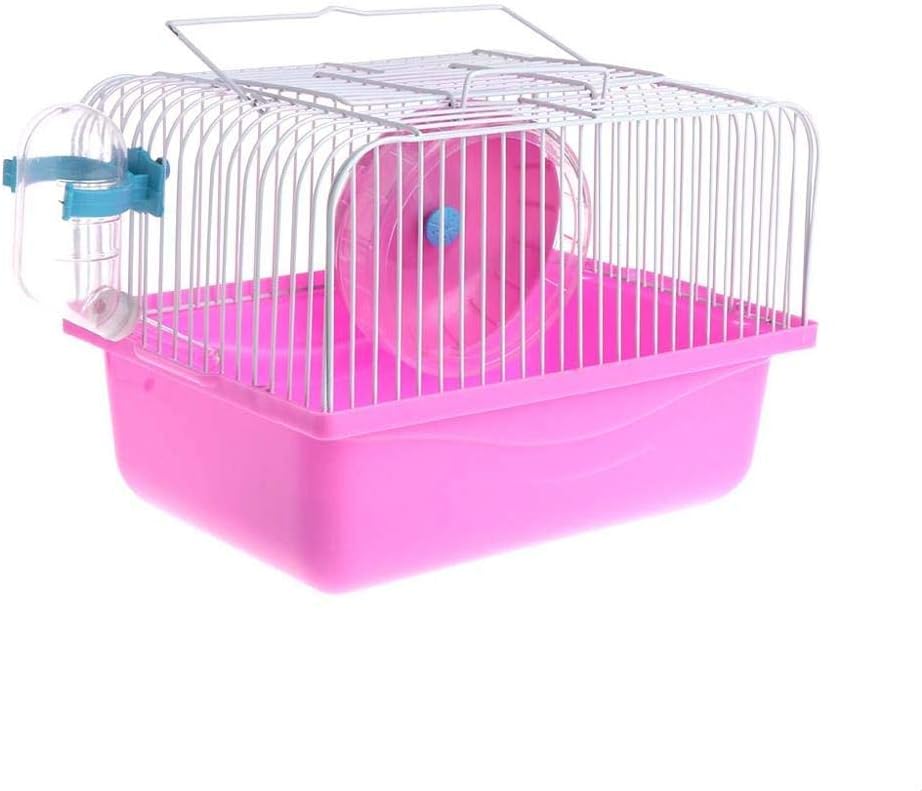 Small Pet Hamster Cage with Running Wheel Water Bottle Food Basin