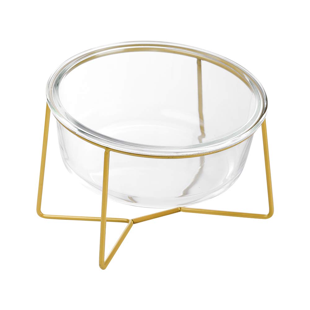 Large Glass Tilted Elevated Cat Dog Bowl Raised Cat Food Water Bowl