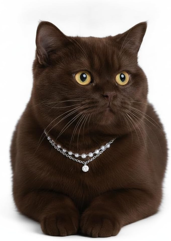 Lovelyshop Double Layer Pearl Pet Necklace