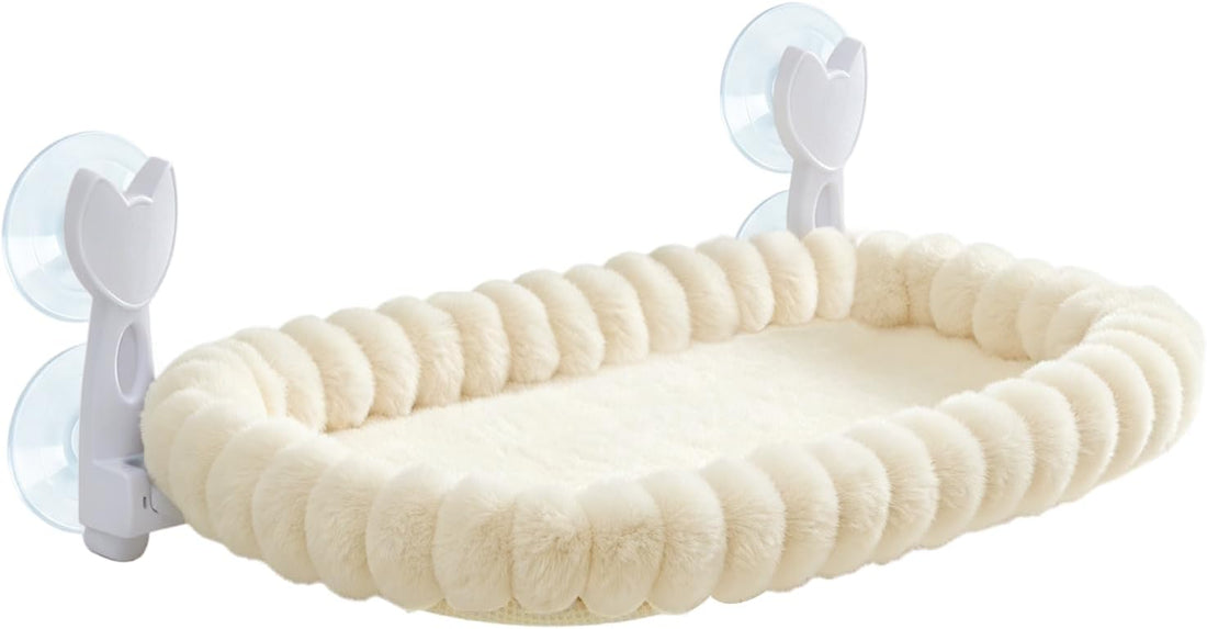 Cat Window Hammock - Beige Cordless Foldable Perch for All Cats