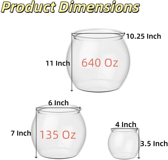 2pcs Plastic DIY Fish Bowls - 135oz Round Clear Fish Tanks 1 Gallon