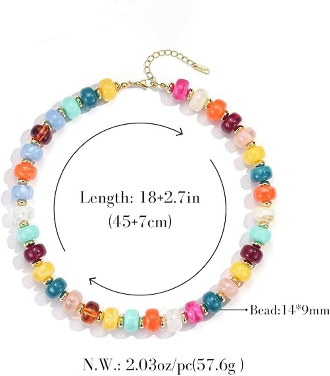 Chunky Beaded Necklace for Dog Cat Colorful Resin Bead Necklaces