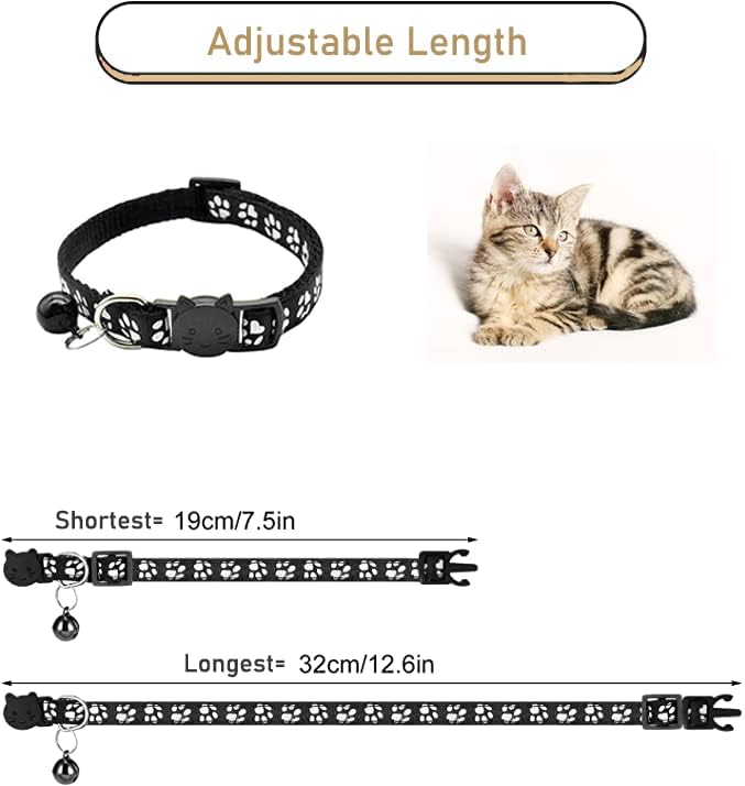 2 Pack Cat Collars Quick Release Reflective Kitten Collar with Bell