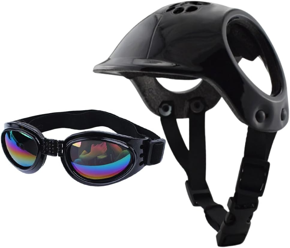 Dog Helmet and Goggles, Dog Helmet for Small Dogs with Ear Holes