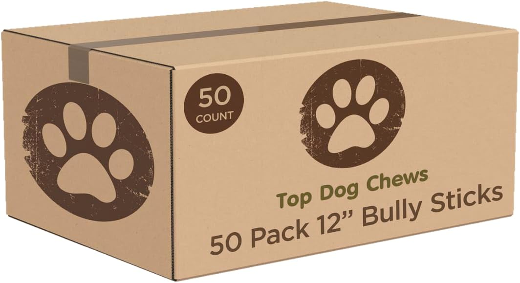 Top Dog Chews - 12 Inch Bully Sticks, 100% Natural Beef, Free Range