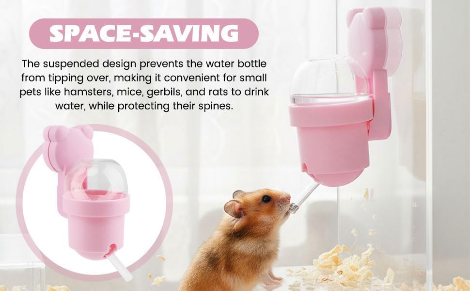 Hamster Water Bottle with Magnetic Holder for Glass Tanks