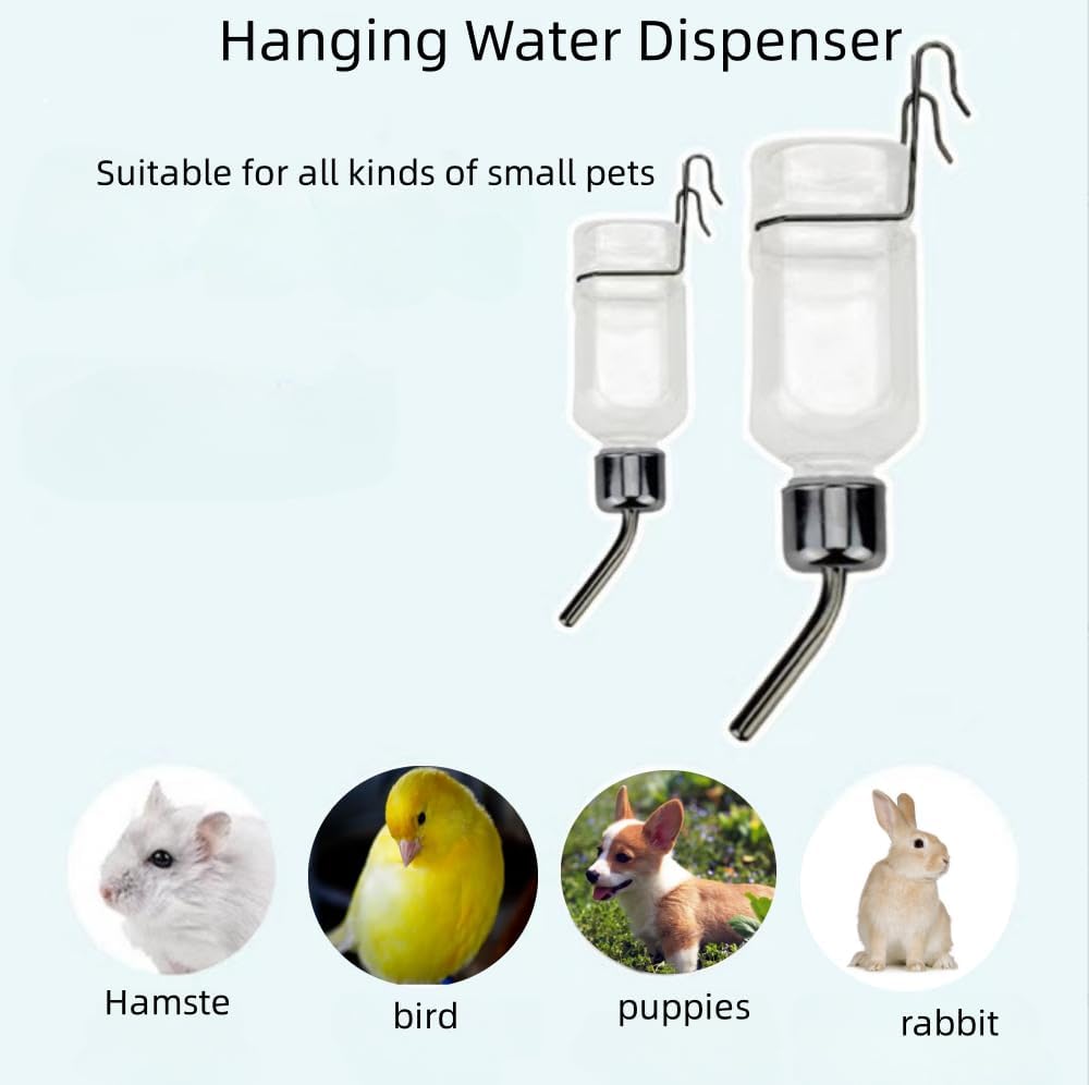 2 Pcs Pet Cage Water Bottle No Drip Small Animal Water Bottle