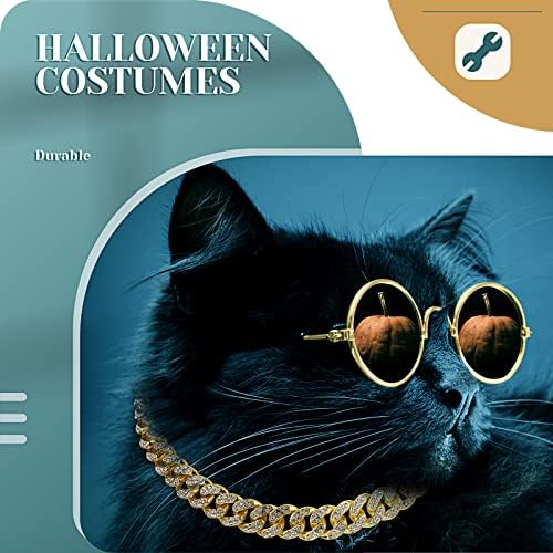 Xuniea 2 Pcs Pet Collar Set, Chain and Sunglasses