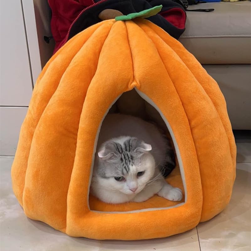 Cat Beds for Indoor Cats,Pumpkin Cat House,Cute Pumpkin Shape Cat
