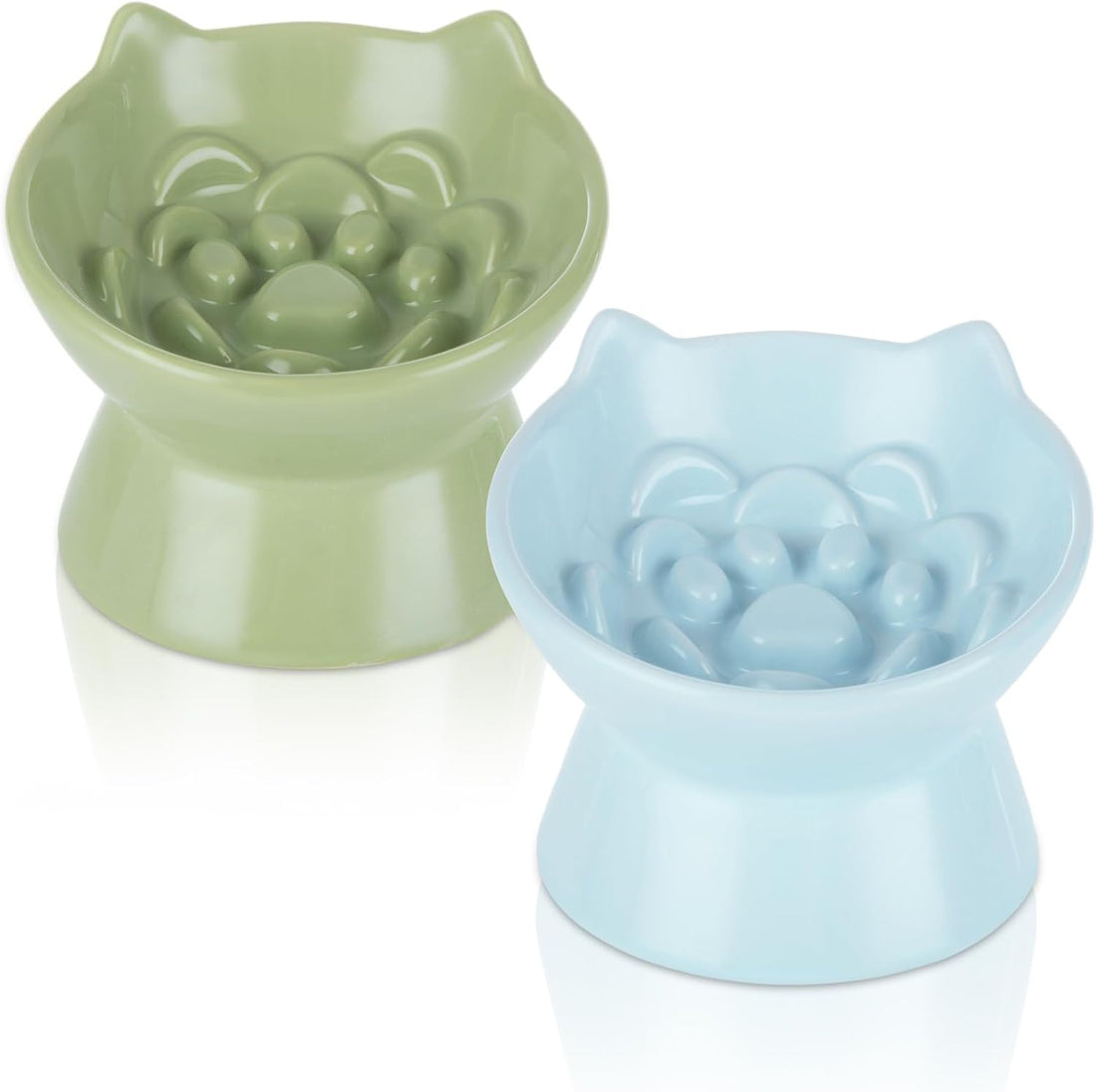 STARVAST 2 Pack Ceramic Slow Feeder Cat Bowl, Elevated