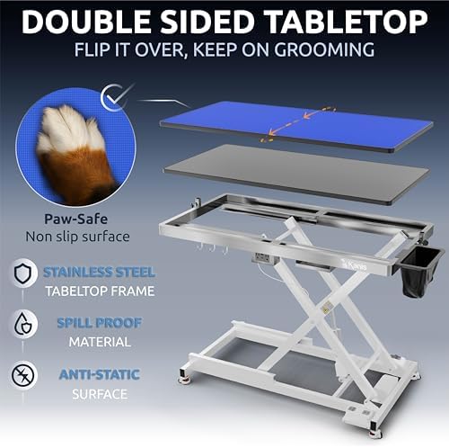61" Dog Bathing Station, LEFT RAMP + 49" Electric Dog Grooming Table