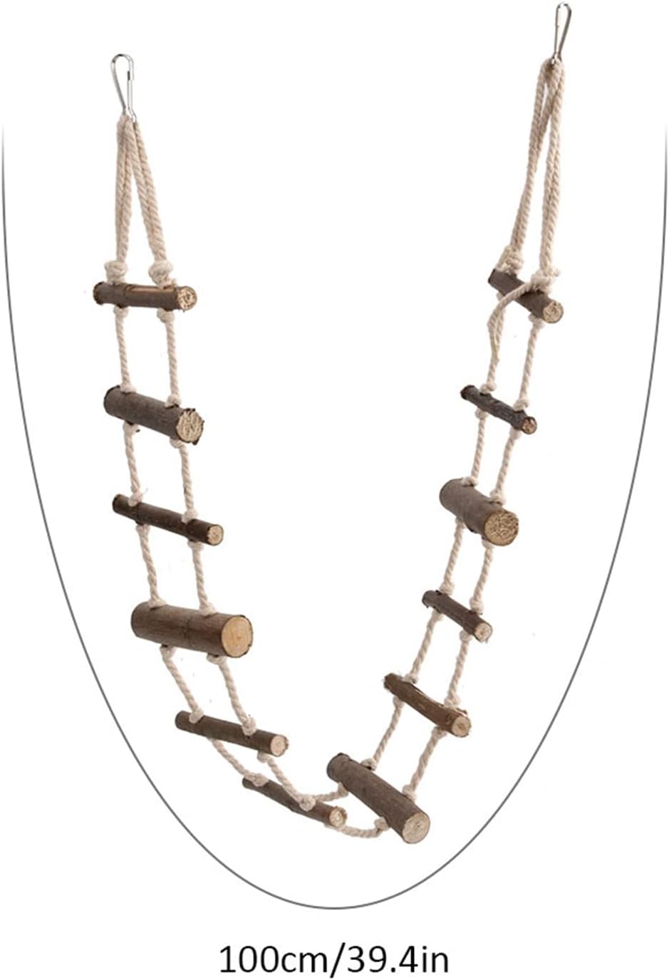Hamster Wooden Rope Ladder, 39.4in Adjustable Bird Ladders Bridge