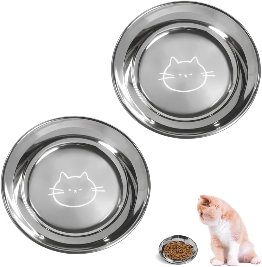 Stainless Steel Cat Bowls Food Dishes for Indoor Cats Cats Shallow
