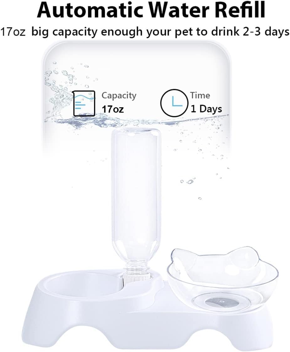 MILIFUN Double Dog Cat Bowls - Pets Water and Food Bowl Set