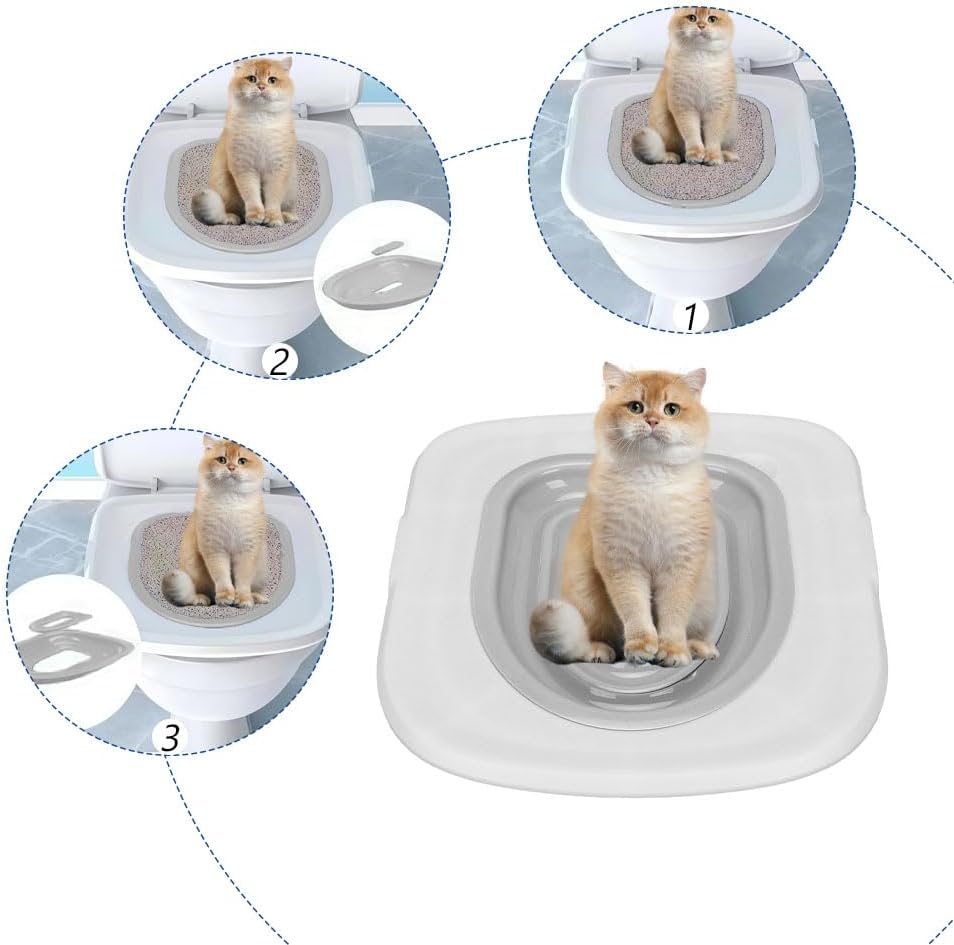Cat Toilet Training Kit – Litter Box Alternative with Tray (Grey)