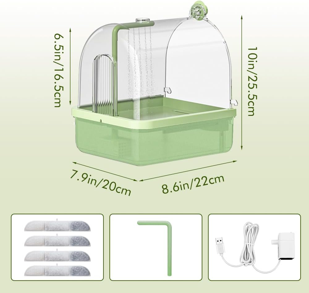 Automatic Bird Bath for Cage, Parakeet Bath with Pump