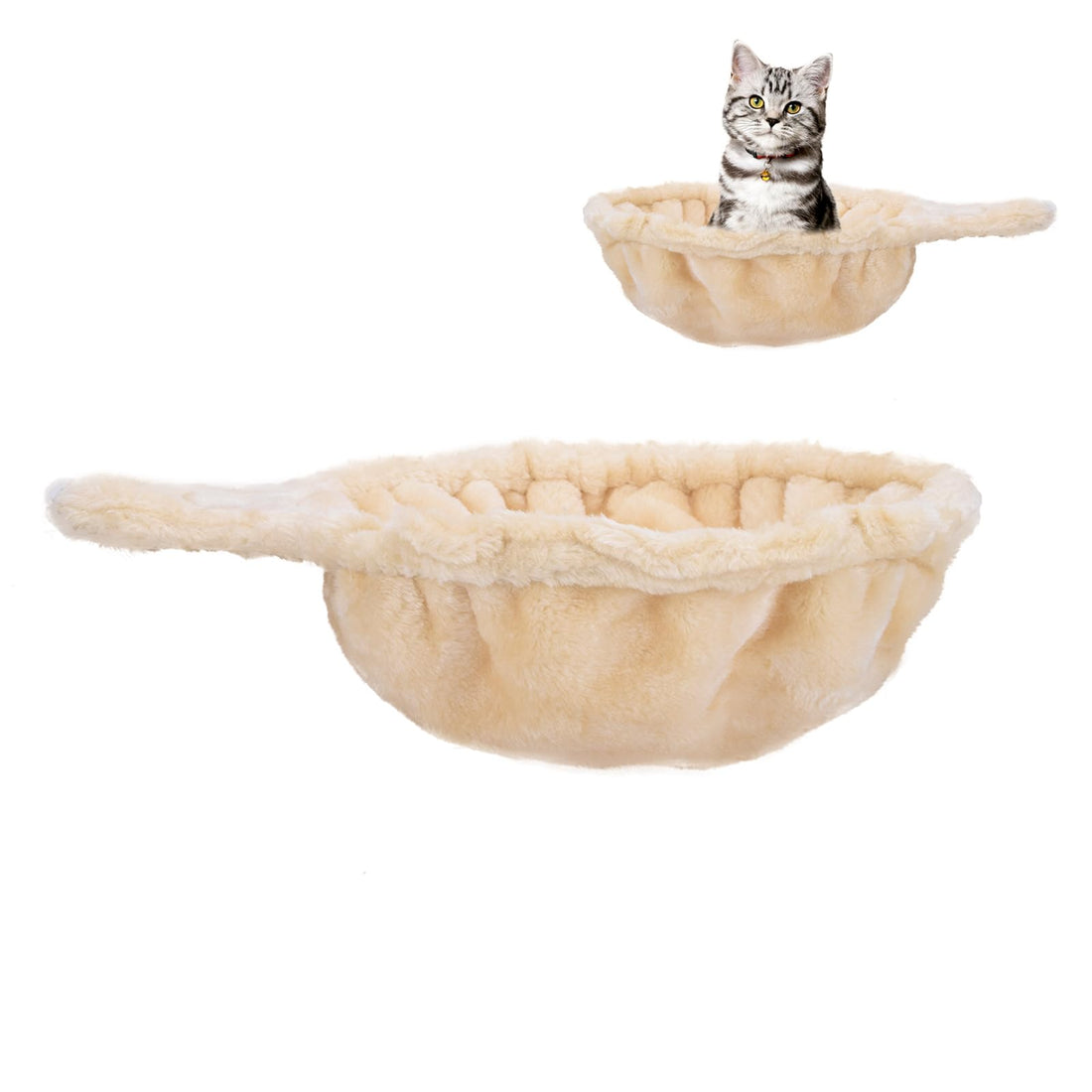 UXIETIN Beige Cat Hammock, Extra Large, Cozy Hammock with Deep Basket