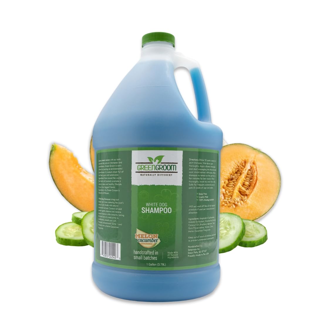 Green Groom White Dog Shampoo, 1 Gallon - All Natural Ingredients