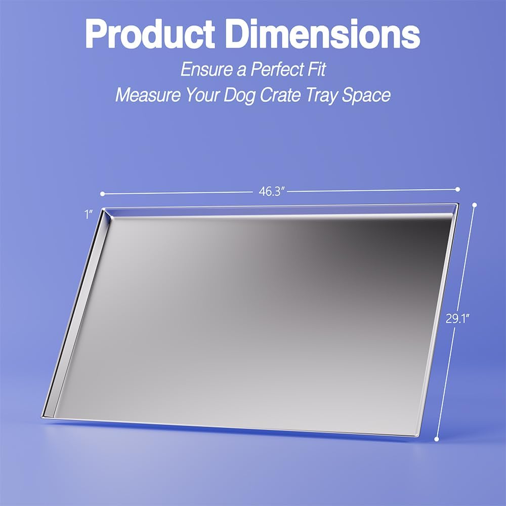 Metal Dog Crate Tray Replacement Pan - Stainless Steel