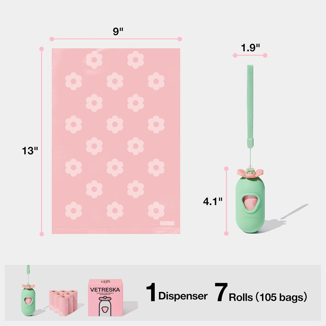VETRESKA Dog Poop Bags with Dispenser, Lavender Scented