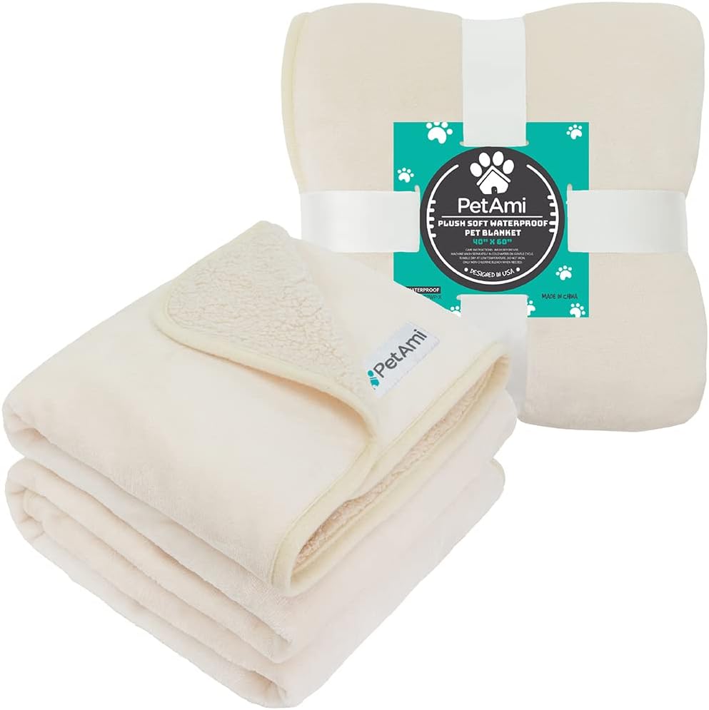 PetAmi Waterproof Dog Blanket Puppy Cat Large Couch Cover 40x60 Beige