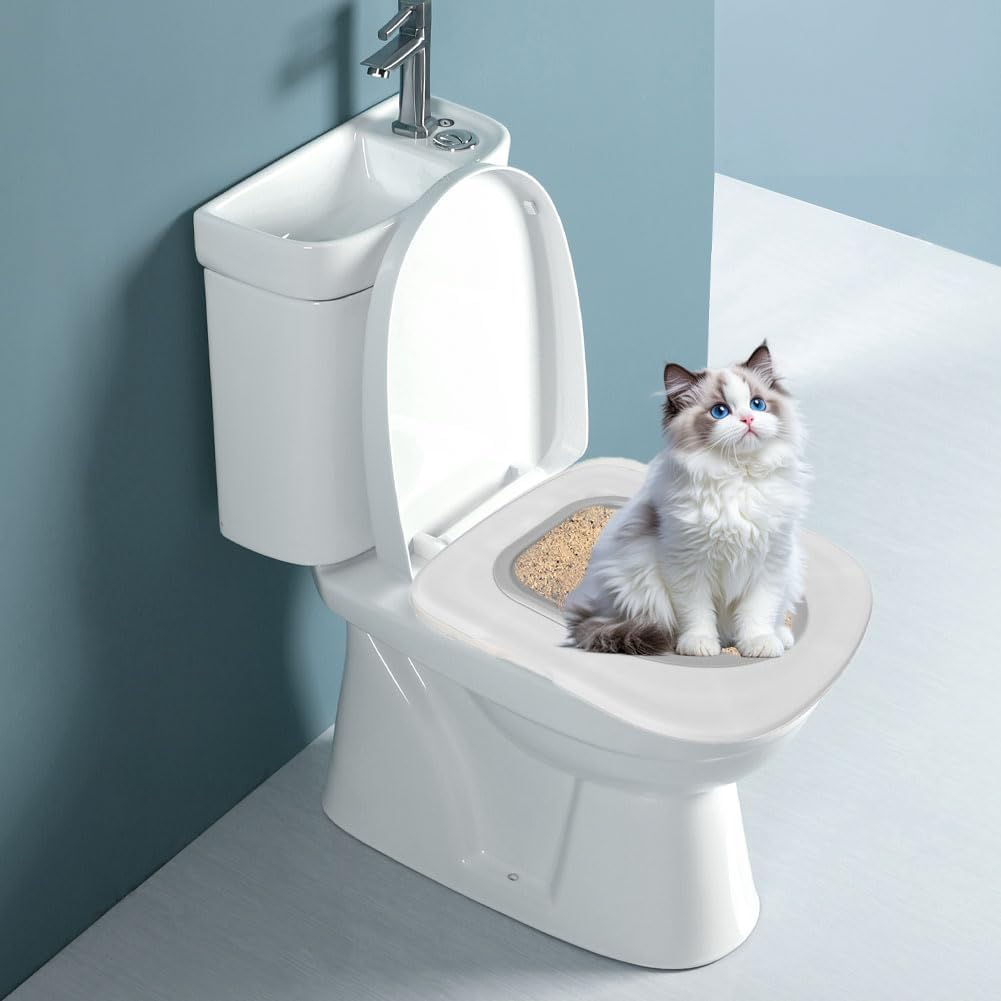 Cat Toilet Training Kit – Litter Box Alternative with Tray (Grey)