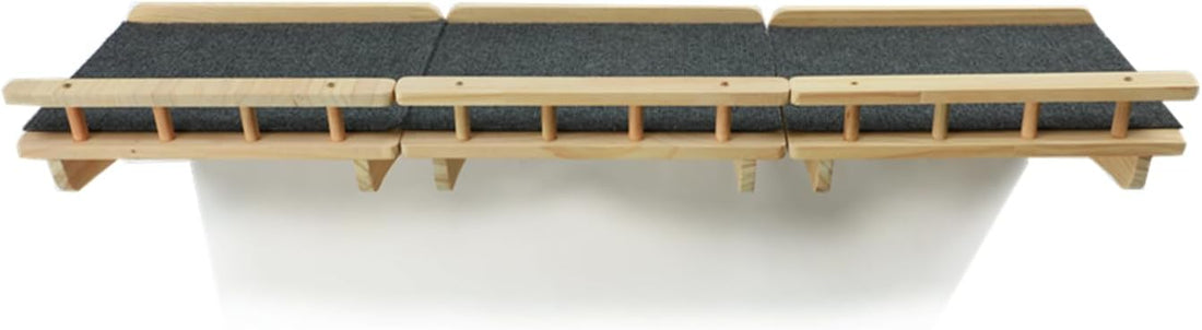 SHENGOCASE 47.2" x 11.8" Natural Solid Wood Wall Mounted Cat Shelves