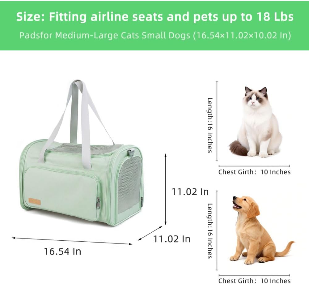Cat Carrier Soft Sided Dog Carrier with 1 Poop Bags and 5 Pee