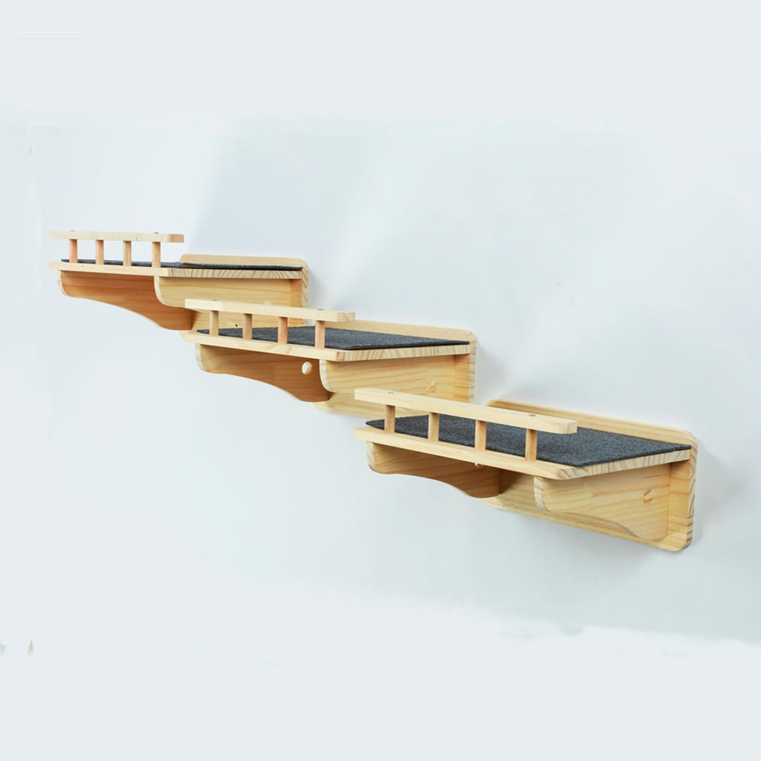 SHENGOCASE 47.2" x 11.8" Natural Solid Wood Wall Mounted Cat Shelves