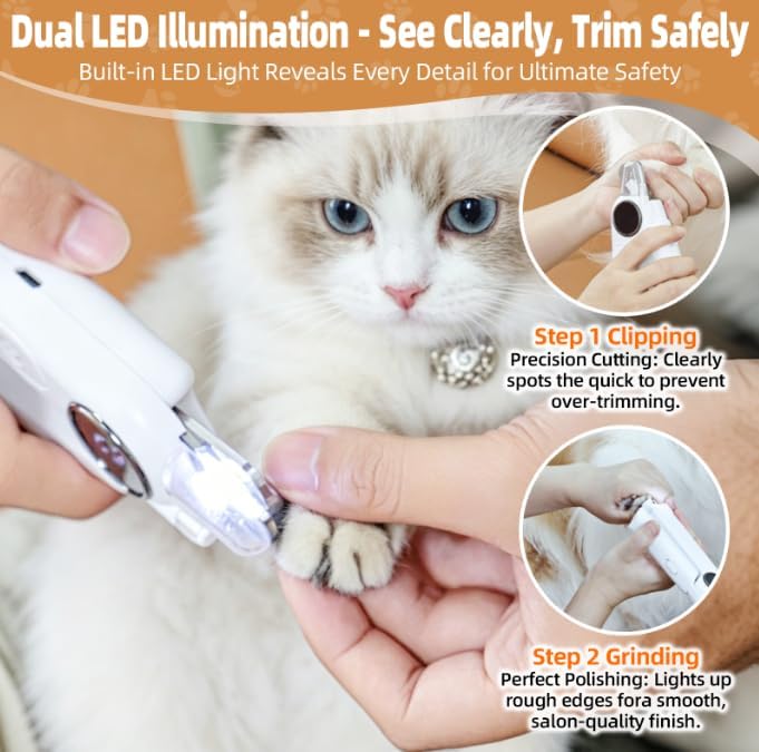 Dog Electric Nail Clippers & Grinder with Light
