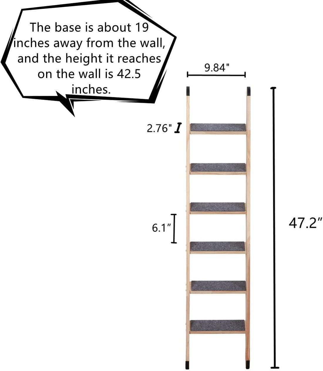 SHENGOCASE Solid Wood Wall Leaning Cat Ladder for Indoor Cats