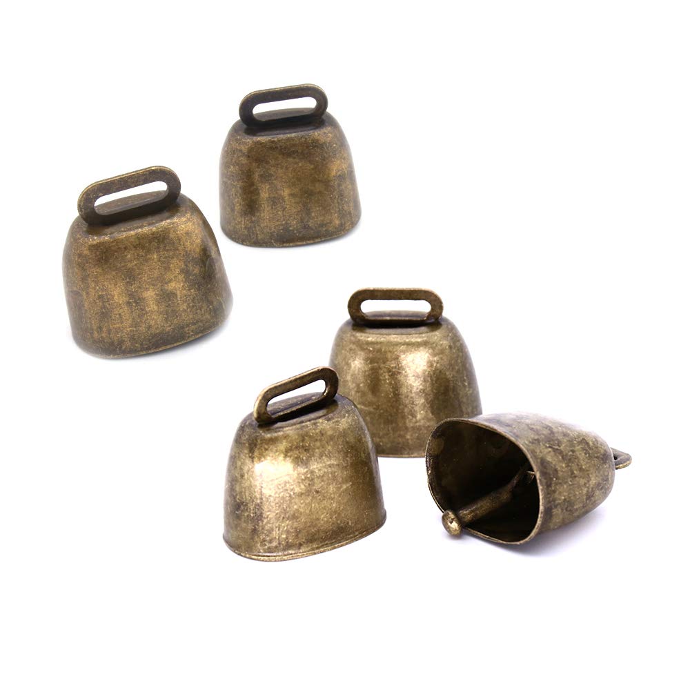 5 Pack Grazing Copper Bells, Metal Cow Bells for Dogs