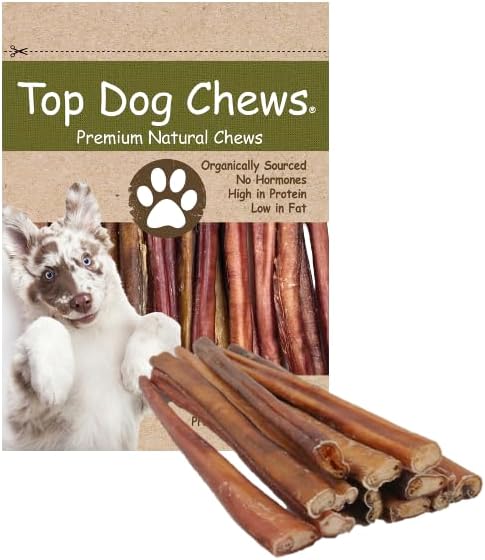 Top Dog Chews - 12 Inch Bully Sticks, 100% Natural Beef, Free Range