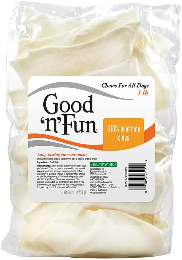 Good 'n' Fun Beef Hide Chips Long-Lasting Dog Treat, 1 lb