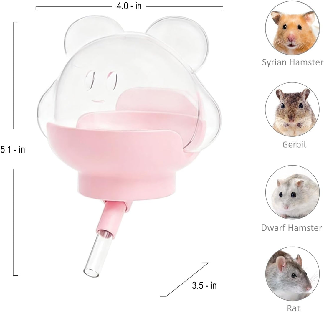 Hamster Water Bottle, 8 oz Small Animal Water Dispenser, Pink