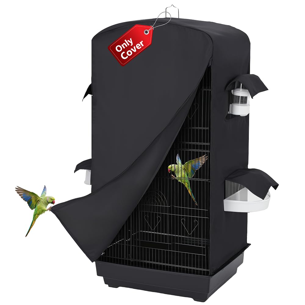 Bird Cage Cover for Night - Black Birdcage Cover with 4 Access