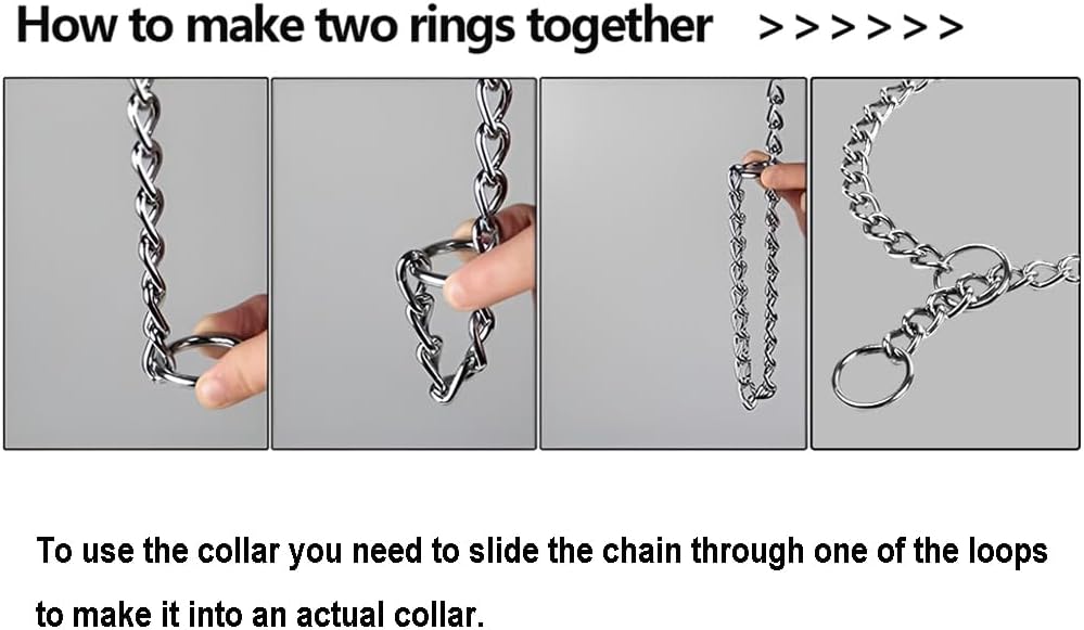 SGODA Chain Dog Training Choke Collar, Total Length 20 in, 2.5 mm